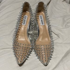 Steve Madden heels. Size 6. Clear with silver spikes